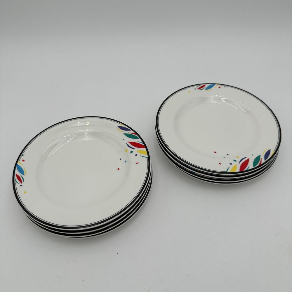 Vintage Bread Plates Mikasa Natures Pallet Postmodern 90s Geometric 6.5" Set/6